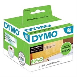 Dymo 99013  Adresseetiket 36x89 mm Transparent plast 260 stk. pr. rulle (S0722410)