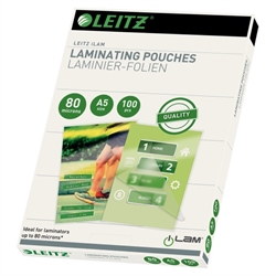 Leitz A5 ( 80my) lamineringslommer 100 stk