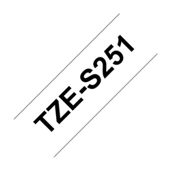 BROTHER TZe S251 tape 24 mm, Sort tekst på Hvid stærkt klæb tape 8m
