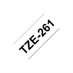 BROTHER TZe S261 tape 36 mm, Sort tekst på Hvid lamineret tape, 8 m.