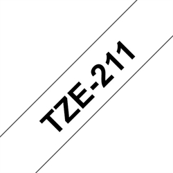 BROTHER TZe 211 Kompatibel tape 6mm, Sort tekst på Hvid  8M