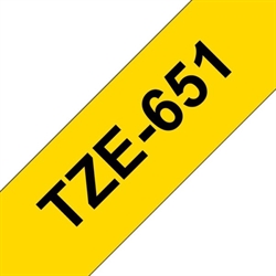 BROTHER TZe 651 Kompatibel tape 24 mm, Sort tekst på Gul 8M