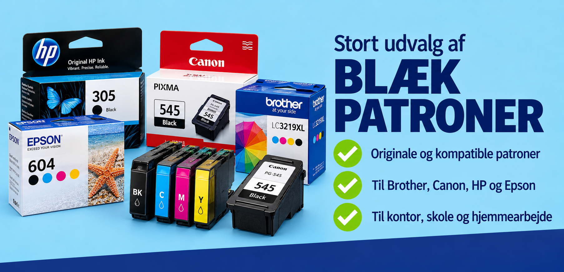 Blækpatroner til Brother, Canon og HP printere