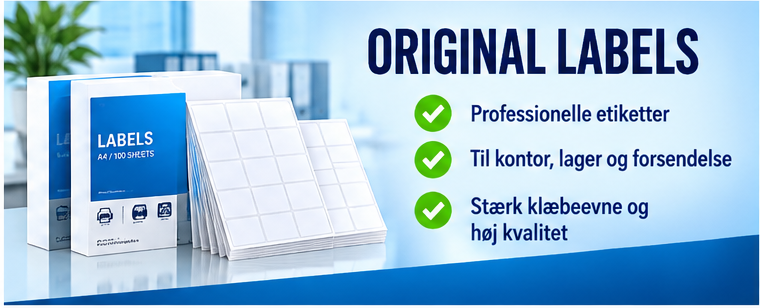 Originale labels til kontor og lager