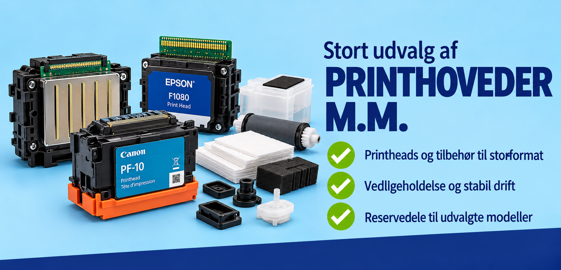 Printerhoveder og tilbehør til storformatprintere