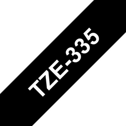 BROTHER TZe 335 Kompatibel tape 12mm, Hvid tekst på Sort  8M