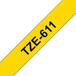 BROTHER TZe 611 Kompatibel tape 6mm, Sort tekst på Gul 8M